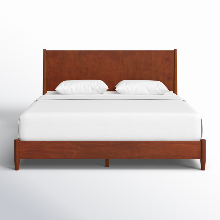 Elegant Mahogany Wood California King Platform Bed with Drawer, Acorn