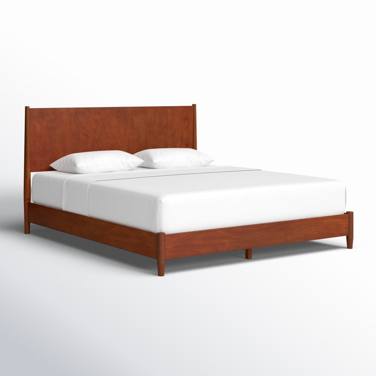 Elegant Mahogany Wood California King Platform Bed with Drawer, Acorn