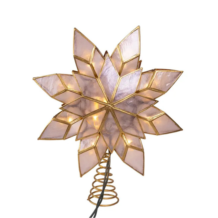 Gold and Iridescent Capiz Star Metal Tree Topper with LED Lights