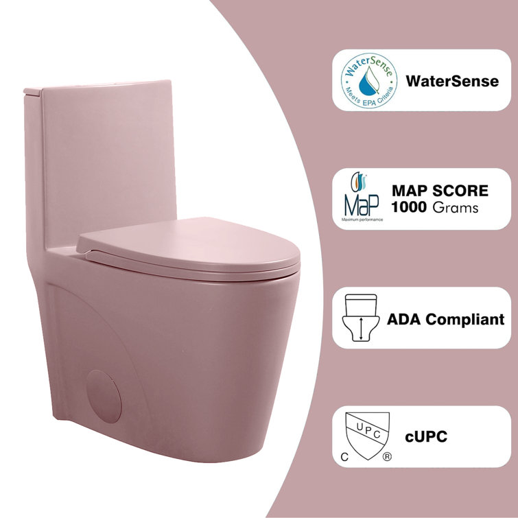 Matte Pink Elongated Dual Flush One-Piece Toilet