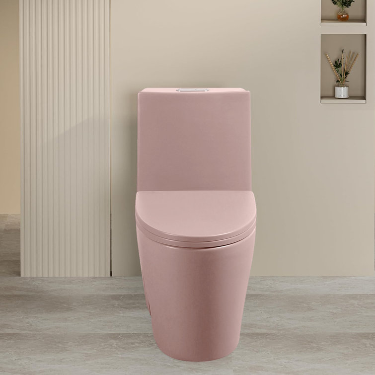 Matte Pink Elongated Dual Flush One-Piece Toilet