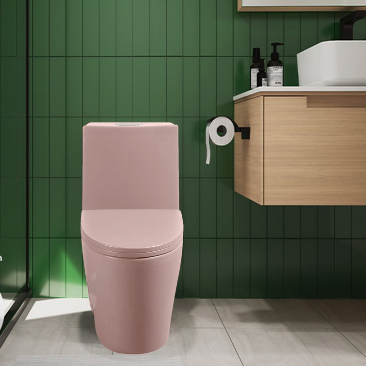Matte Pink Elongated Dual Flush One-Piece Toilet