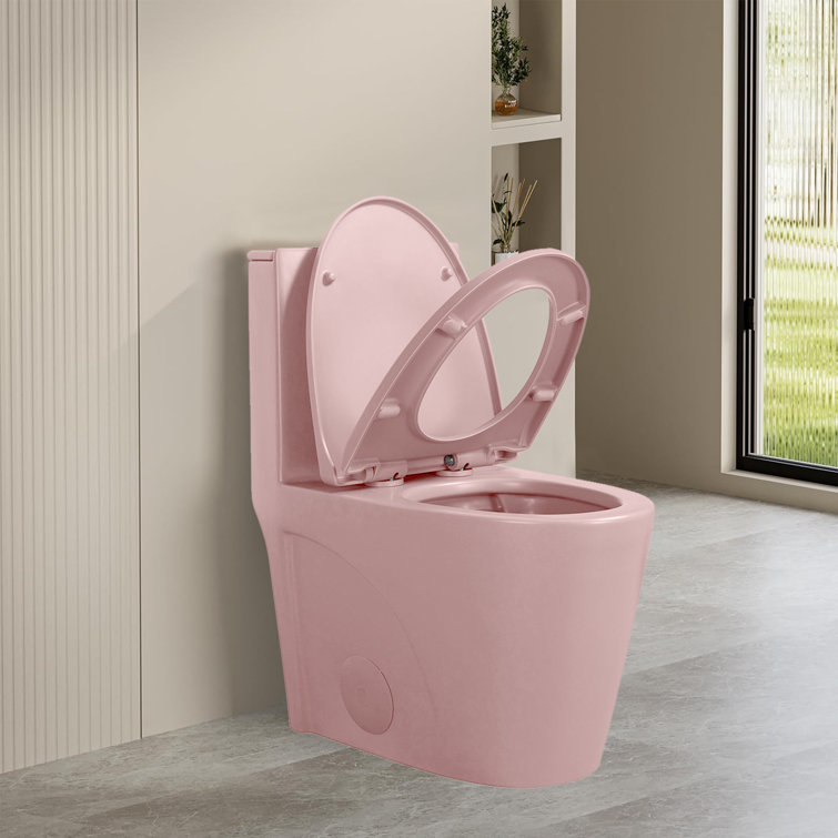 Matte Pink Elongated Dual Flush One-Piece Toilet