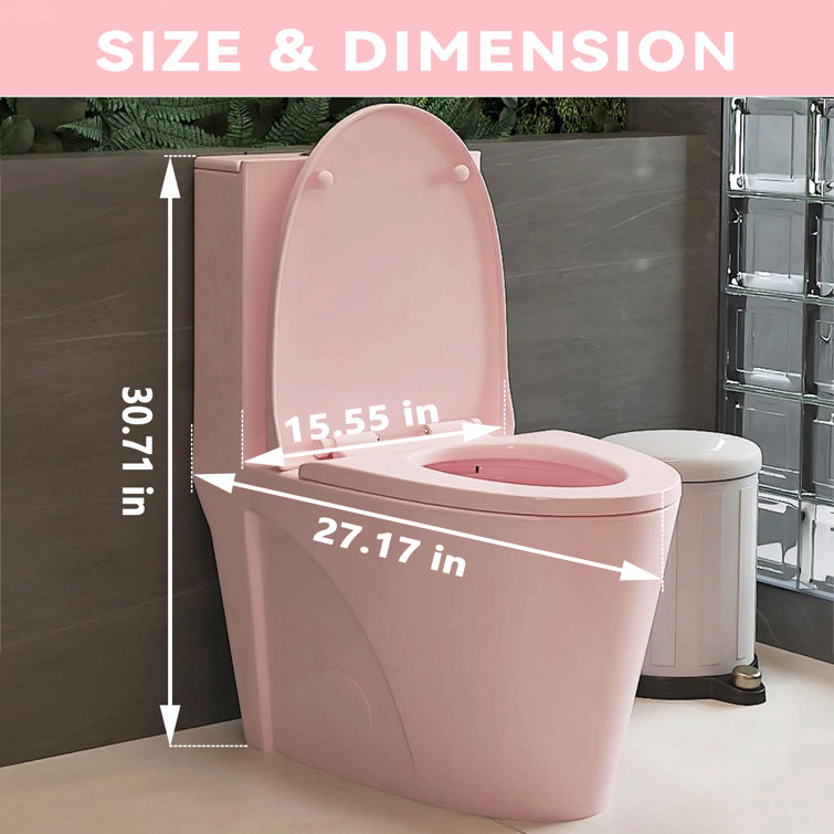 Matte Pink Elongated Dual Flush One-Piece Toilet
