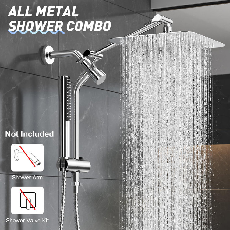 10'' Chrome Dual Shower Head with Handheld Spray Combo