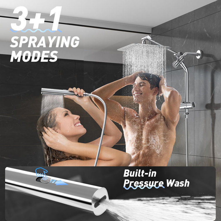 10'' Chrome Dual Shower Head with Handheld Spray Combo