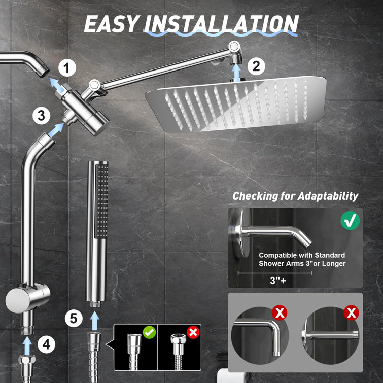 10'' Chrome Dual Shower Head with Handheld Spray Combo
