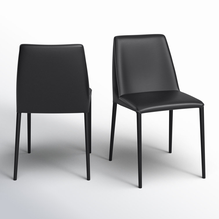 Noel Black Faux Leather Upholstered Side Chair with Metal Legs