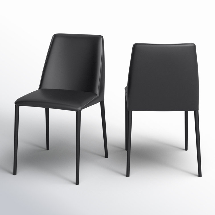 Noel Black Faux Leather Upholstered Side Chair with Metal Legs