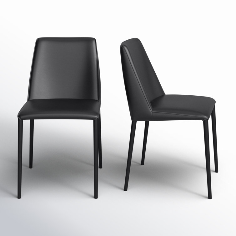 Noel Black Faux Leather Upholstered Side Chair with Metal Legs
