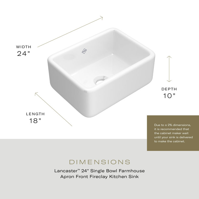 Lancaster 24" White Fireclay Farmhouse Kitchen Sink