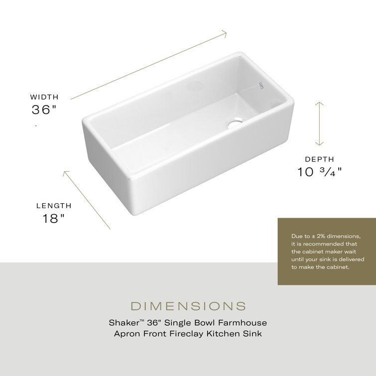 Shaker 36" White Fireclay Single Bowl Farmhouse Sink