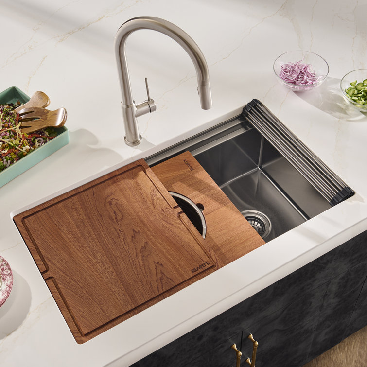 Ruvati 33.5" Black Stainless Steel Drop-In Kitchen Sink