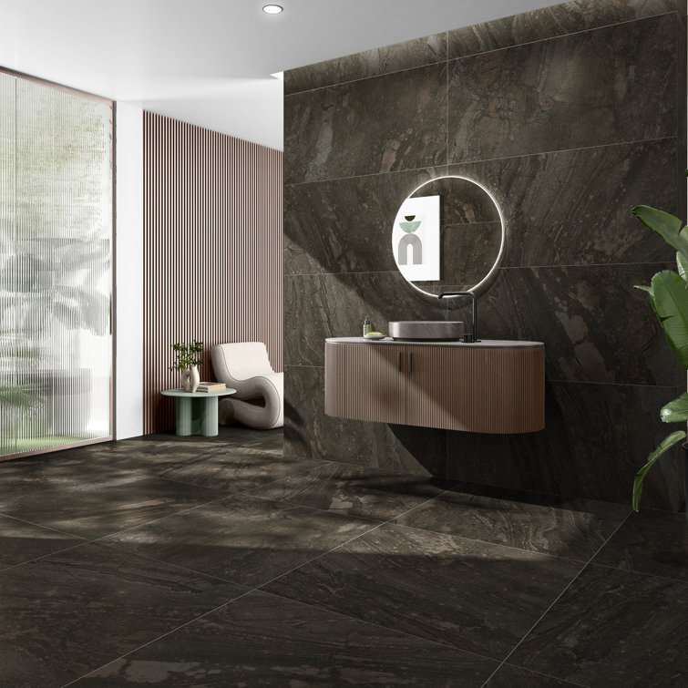 Esperanza Large Charcoal Black Matte Porcelain Tile