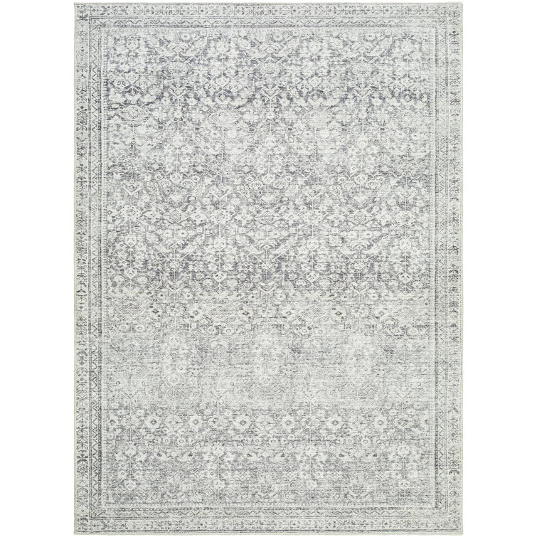 Galey Alix Gray Polyester Rectangular Vintage Area Rug