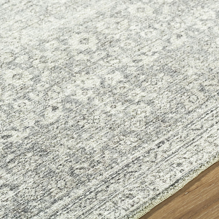 Galey Alix Gray Polyester Rectangular Vintage Area Rug