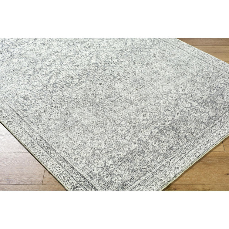 Galey Alix Gray Polyester Rectangular Vintage Area Rug