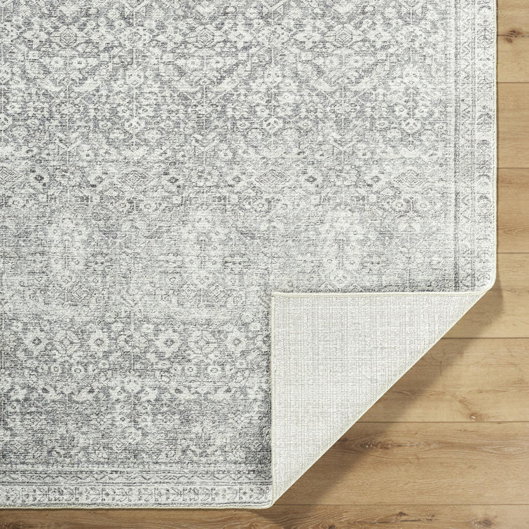 Galey Alix Gray Polyester Rectangular Vintage Area Rug