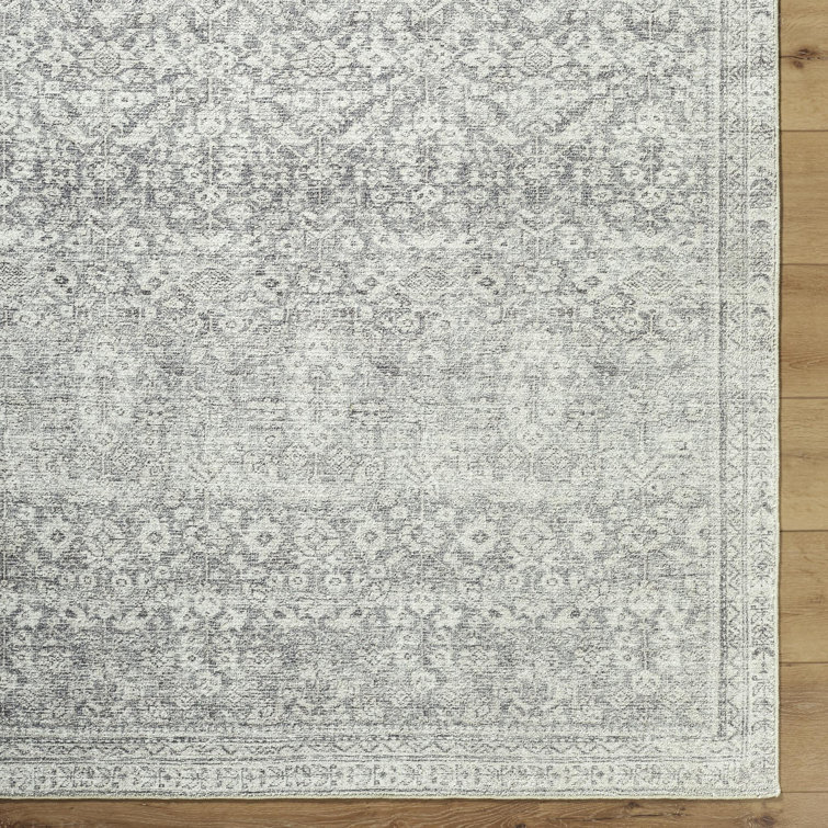 Galey Alix Gray Polyester Rectangular Vintage Area Rug
