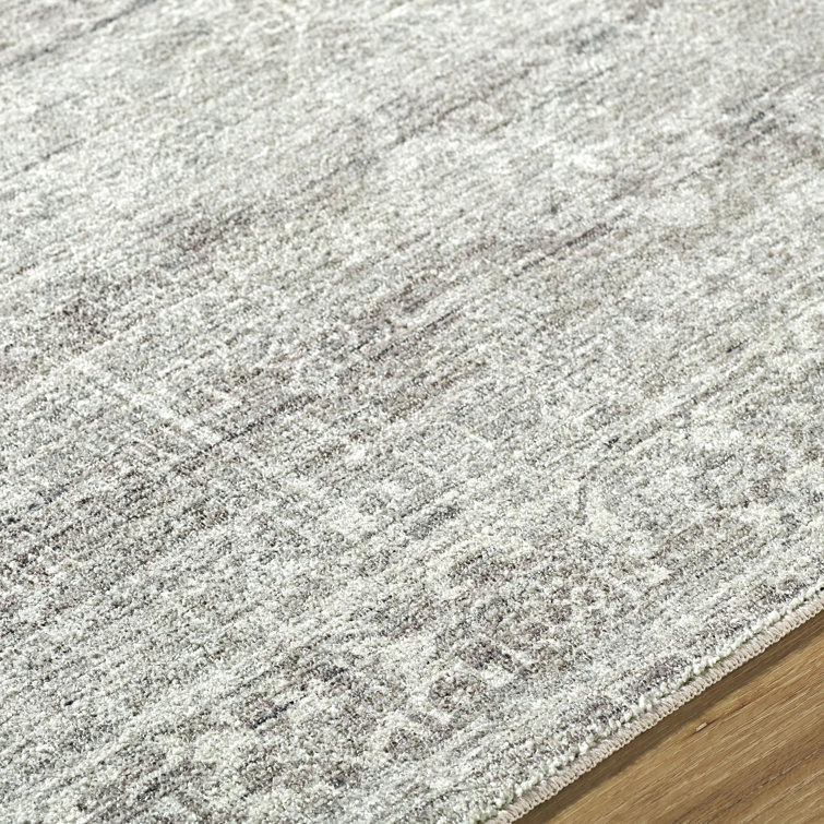 Medium Gray and Ivory Synthetic Medallion Area Rug