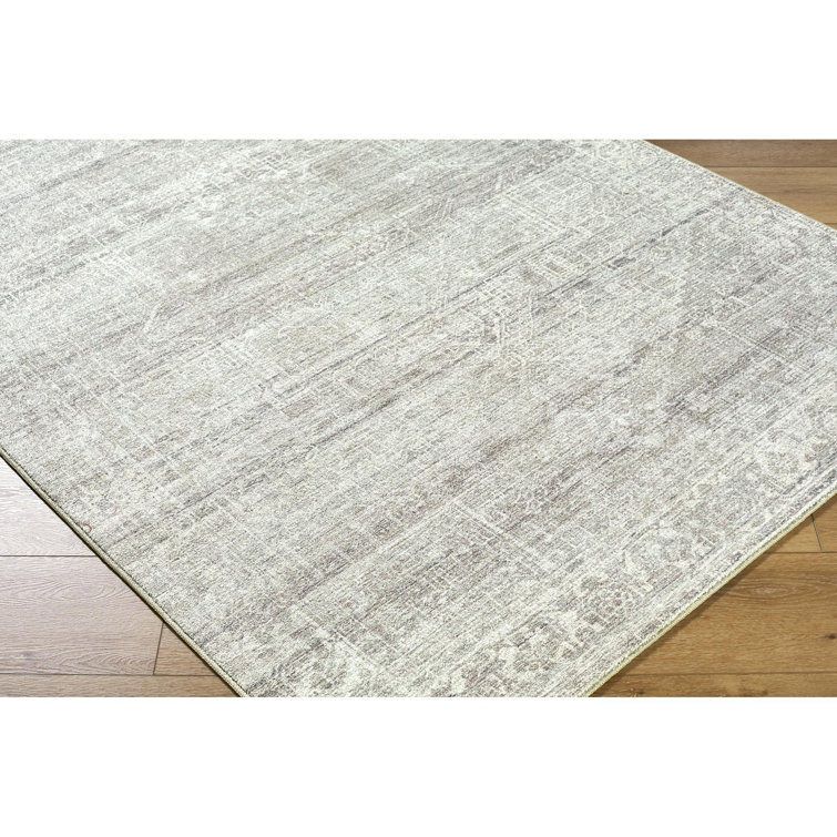 Medium Gray and Ivory Synthetic Medallion Area Rug