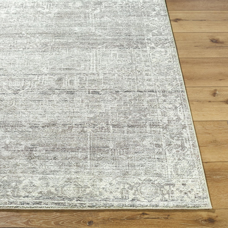 Medium Gray and Ivory Synthetic Medallion Area Rug