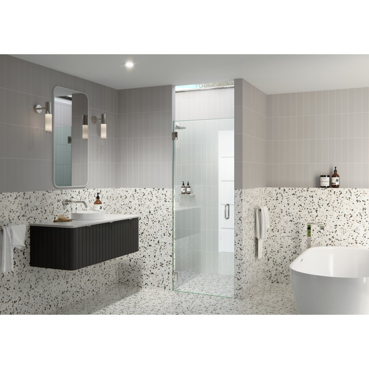 Albedo Polished Nickel Frameless Glass Shower Door, 78" x 30"