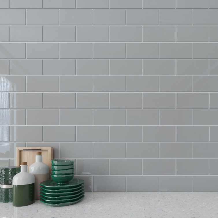 Gray 4x12 Glass Subway Wall Tile