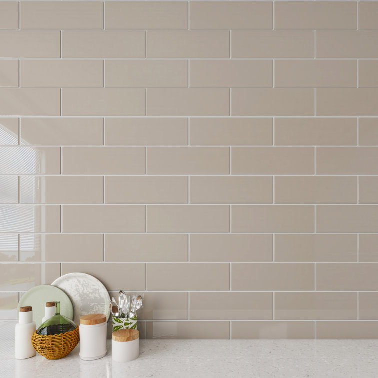 Light Taupe 4x12 Glass Subway Wall Tile