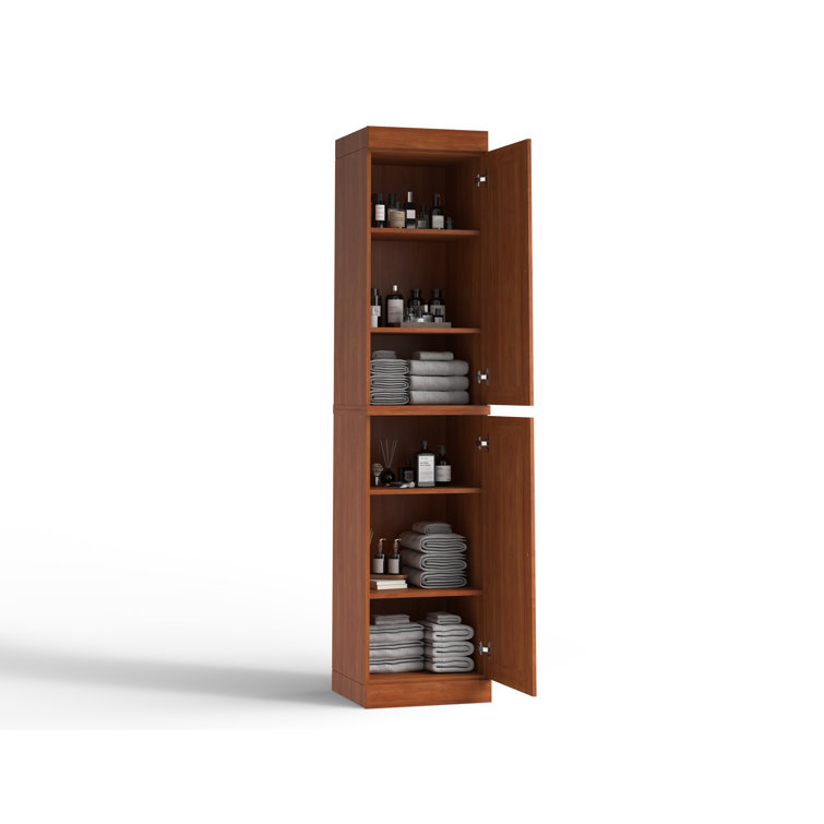 Mocha Solid Wood Tall Cabinet with Adjustable Shelving