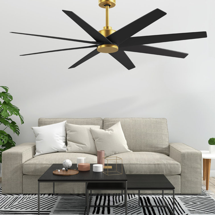 Ariella Brushed Brass and Matte Black 8-Blade Ceiling Fan with Remote