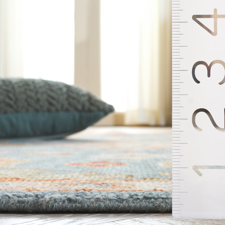 Samarkand Charm Hand-Knotted Wool Rug in Blue - 6'x9'