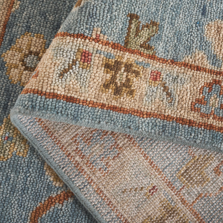 Samarkand Charm Hand-Knotted Wool Rug in Blue - 6'x9'