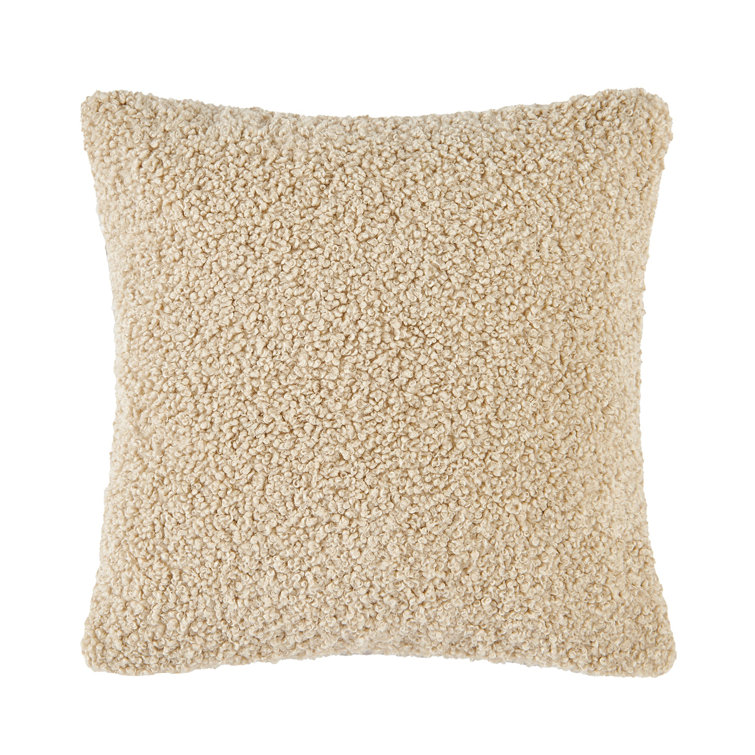 Cream Soft Plush Bouclé Feather Filled Throw Pillow