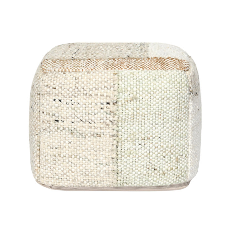 Natural Wool Blend Square Pouf - 18" x 18" x 14"