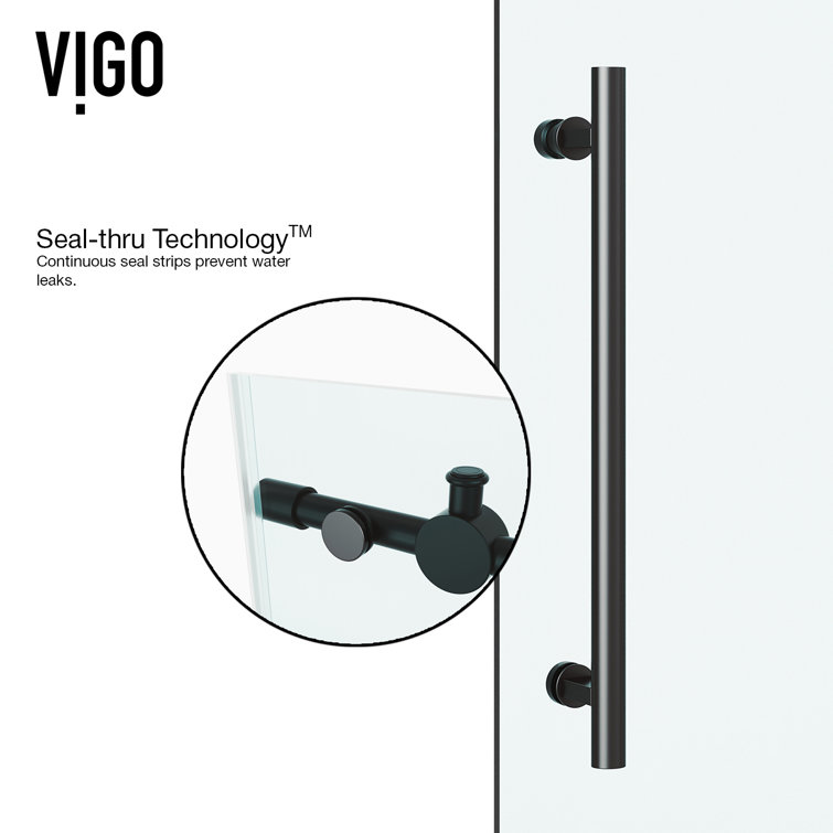 Winslow Matte Black Frameless Sliding Shower Enclosure with Clear Glass