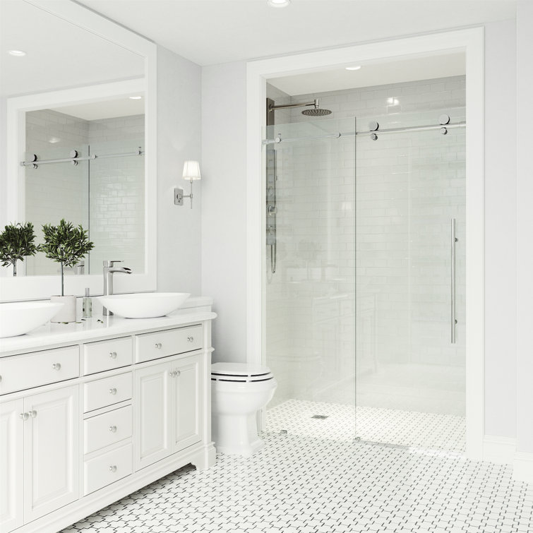 Elan Frameless Sliding Shower Door with Clear Glass and Chrome Finish