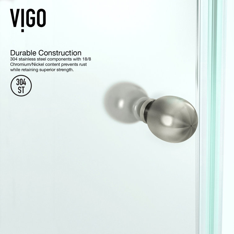 Verona 42" Frameless Neo-Angle Shower Enclosure with Clear Glass and Brushed Nickel Hardware