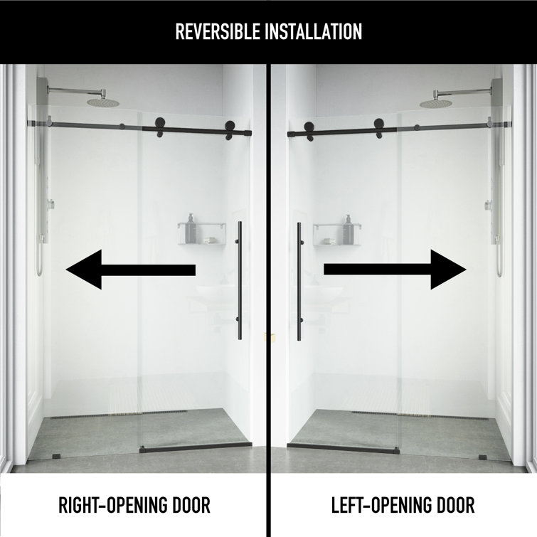 Elan E-Class 64" Matte Black Frameless Sliding Shower Door