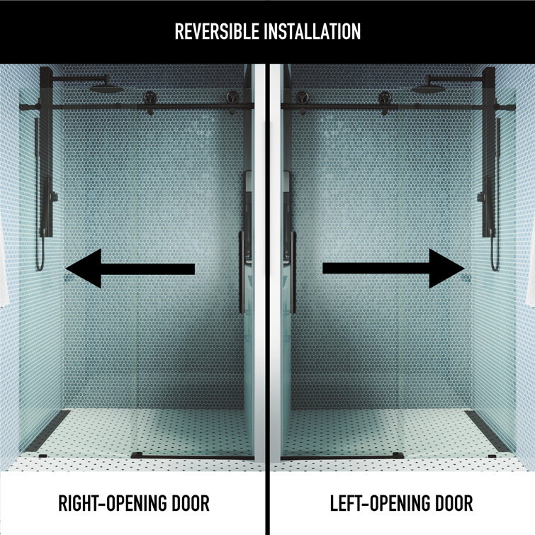 Cass 52" Wide Matte Black Frameless Sliding Shower Door
