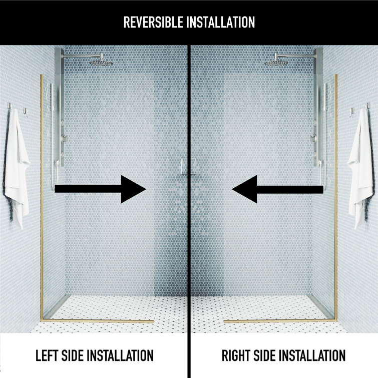 Zenith 34" W x 74" H Frameless Shower Screen with Matte Gold Hardware