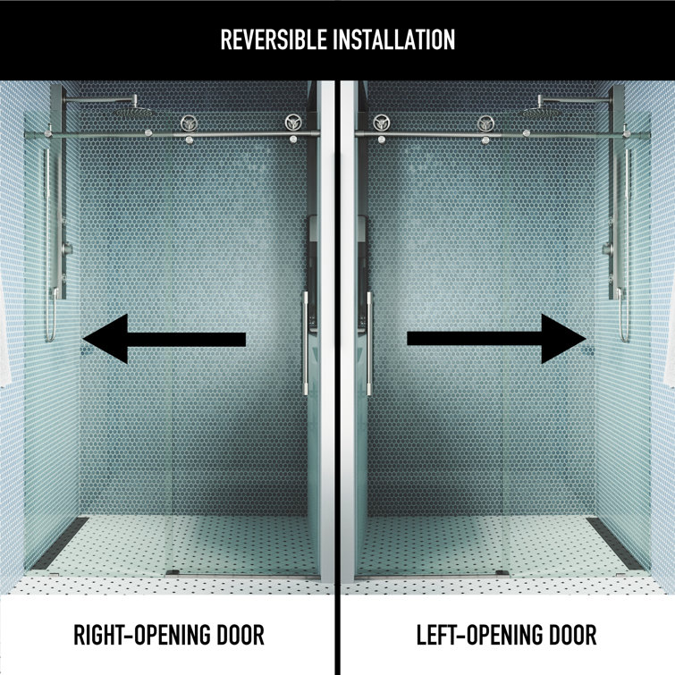 Elan Cass Stainless Steel Frameless Sliding Shower Door with Clear Glass