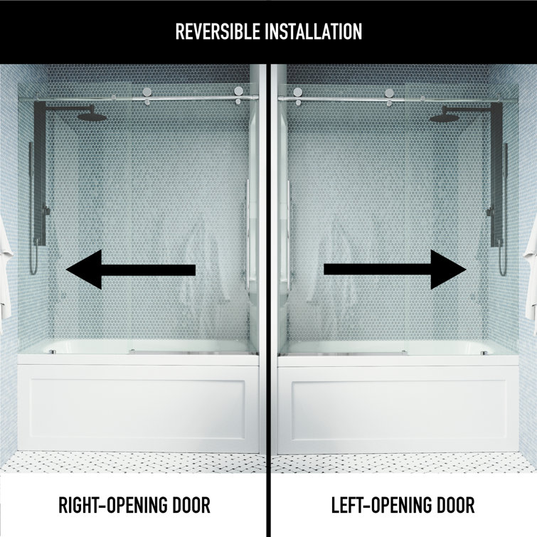 Elan E-Class Chrome Frameless Sliding Tub Door with Clear Glass