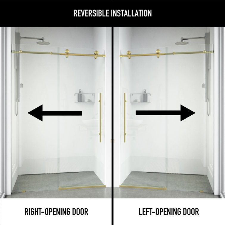 Elan E-Class 56-60" Frameless Sliding Shower Door in Matte Brushed Gold