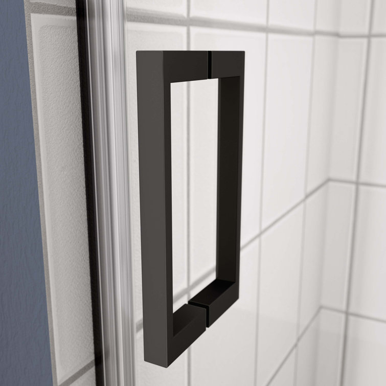 Clear Tempered Glass Sliding Shower Door with Matte Black Finish
