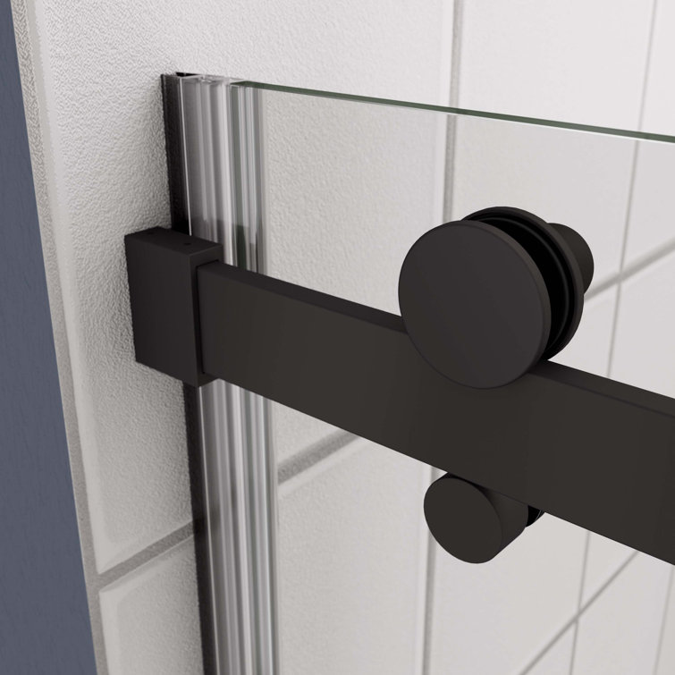 Clear Tempered Glass Sliding Shower Door with Matte Black Finish