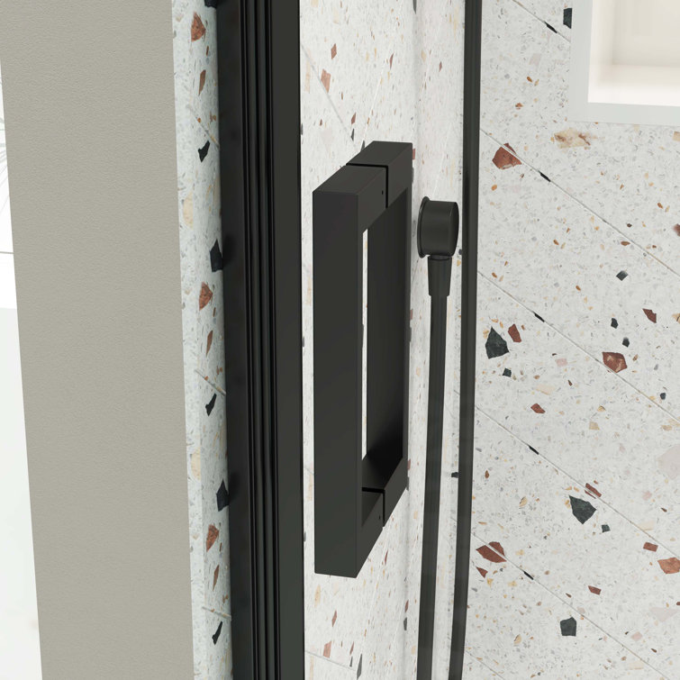 Clear Tempered Glass Sliding Shower Door with Matte Black Finish