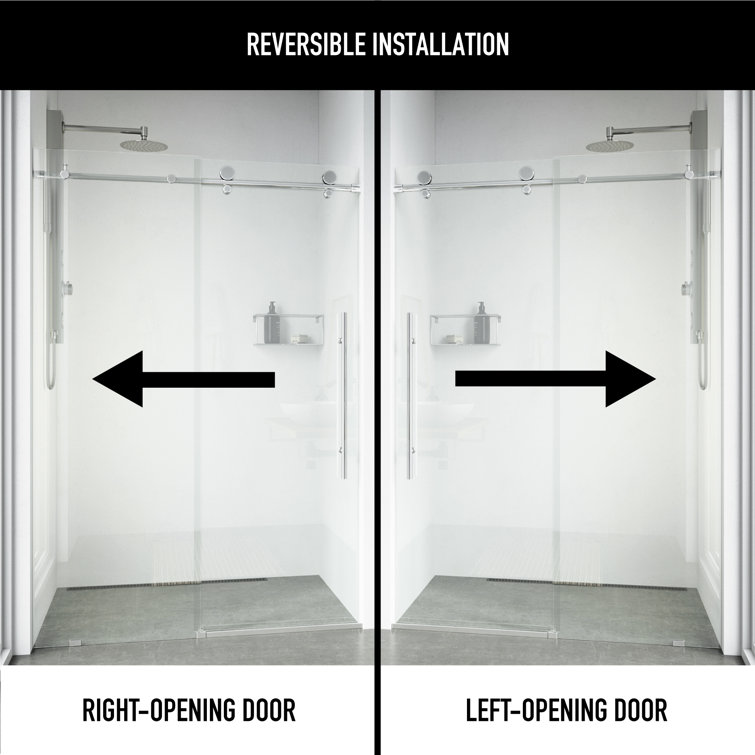 Elan E-Class Frameless Chrome Sliding Shower Door with Clear Glass
