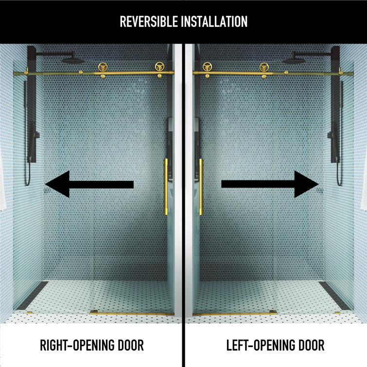 Elan Cass 44-48" Matte Gold Frameless Sliding Shower Door with Clear Glass