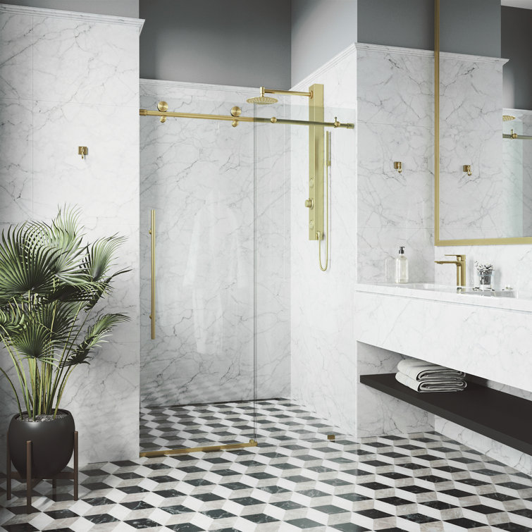 Elan E-Class 56-60" Frameless Sliding Shower Door in Matte Brushed Gold